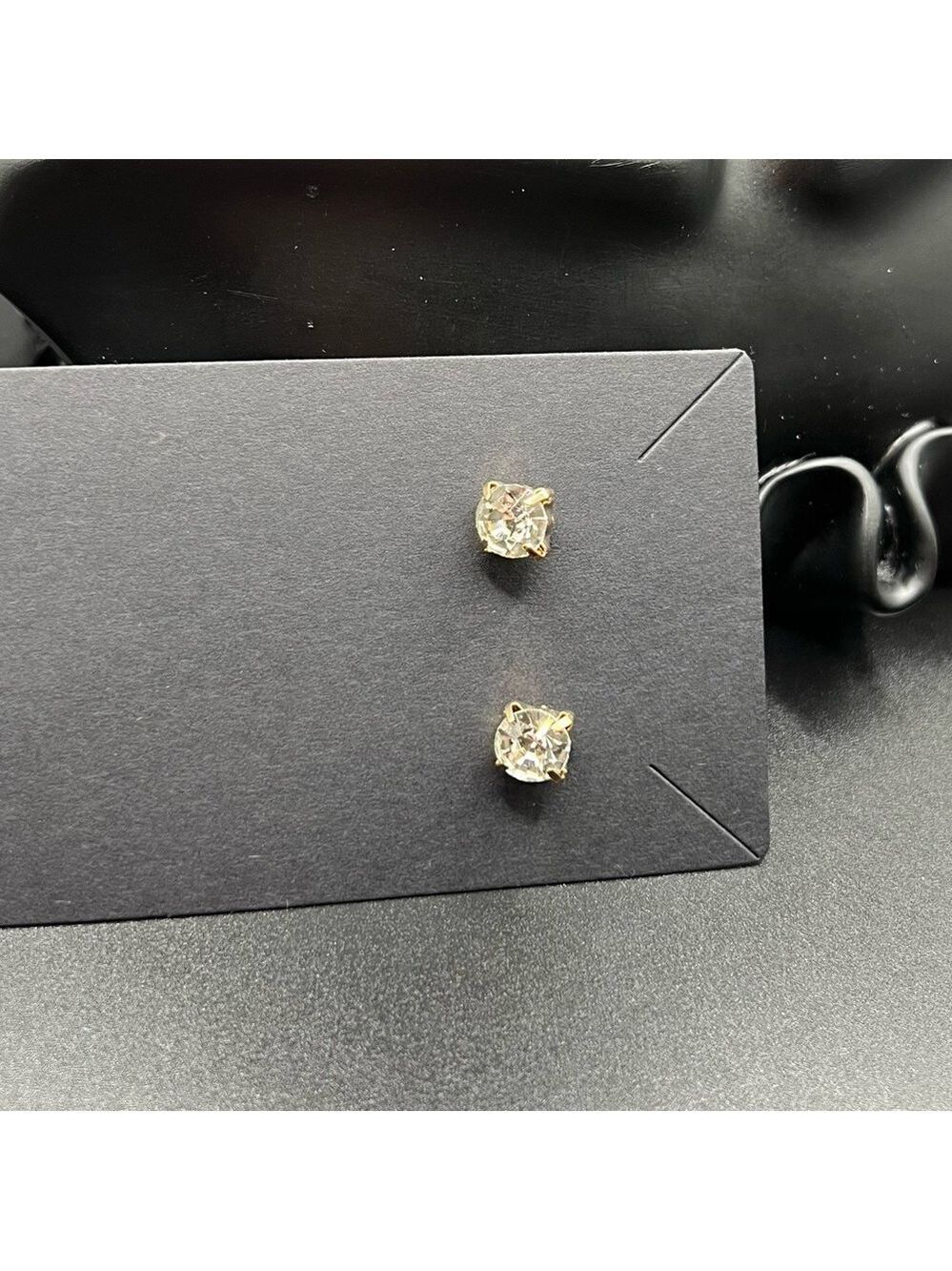 Unisex 4 Prong Yellow Gold CZ Stud Earrings beautiful- larger cut stone